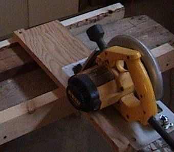 Photo of circular skil saw with jig.